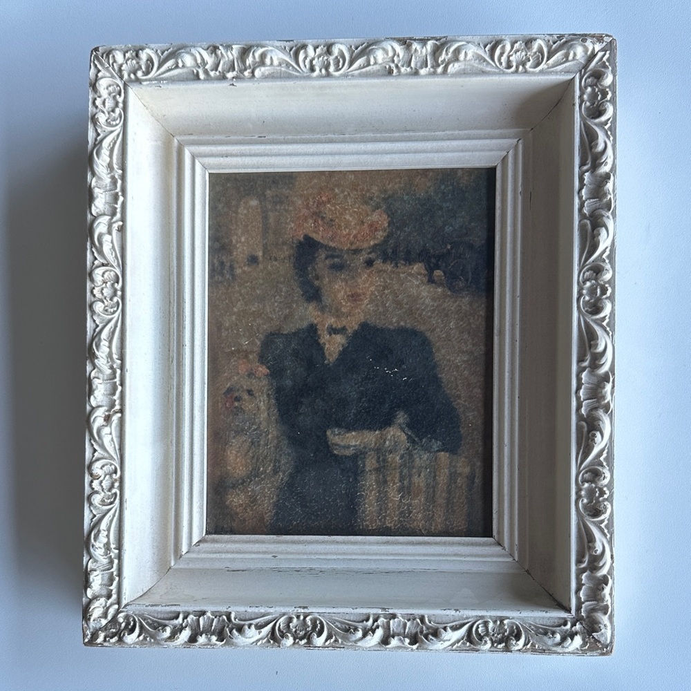 Vintage Huldah “Les Deux Camarades” Art Print with Ornate White Frame